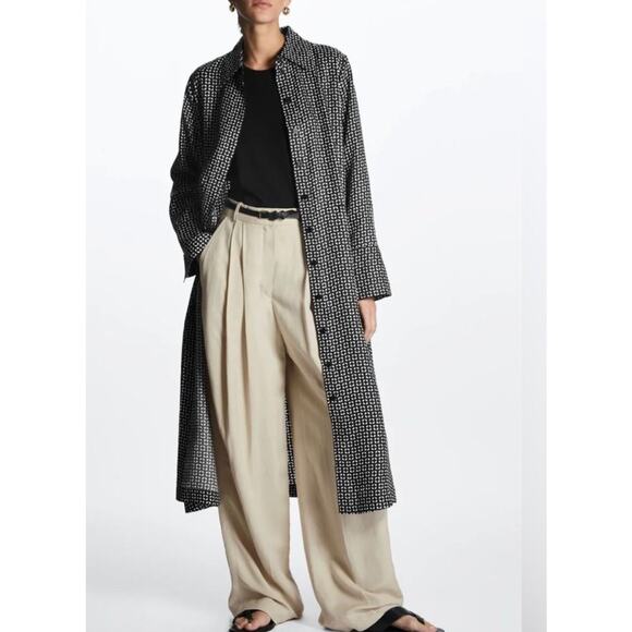 COS Printed Midi Black & White Geometric Shirt Dress EUC Size EUR 36 $135 MSRP - Picture 5 of 13